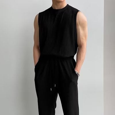 Camiseta sin mangas de verano para hombre, camiseta sin mangas, ropa deportiva, traje de dos piezas