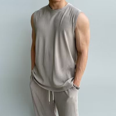 Camiseta sin mangas de verano para hombre, camiseta sin mangas, ropa deportiva, traje de dos piezas