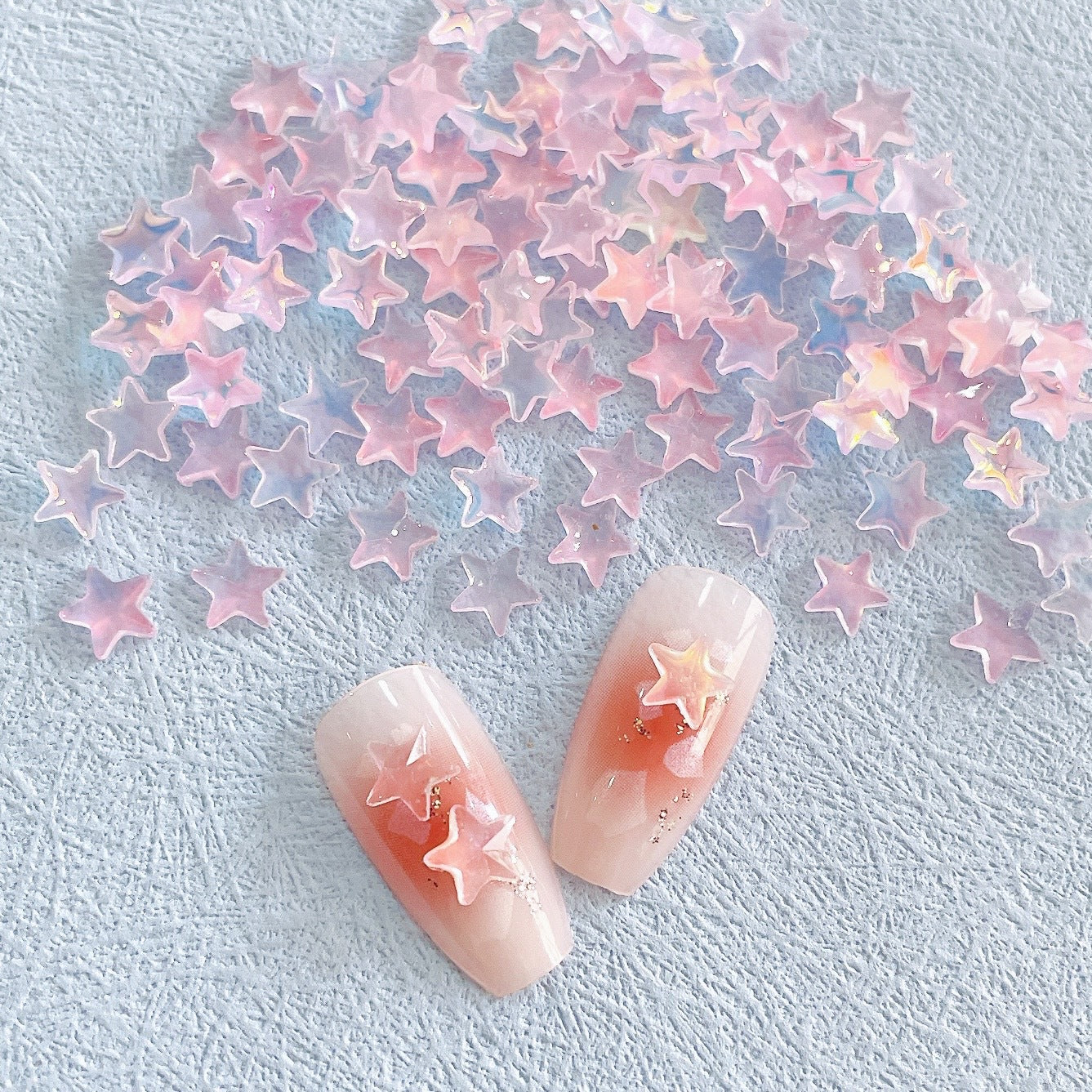 Nuevo en línea hielo rojo transparente colorido estrella de cinco puntas adorno de uñas colorido y fresco XINGX accesorios de uñas de resina Diy