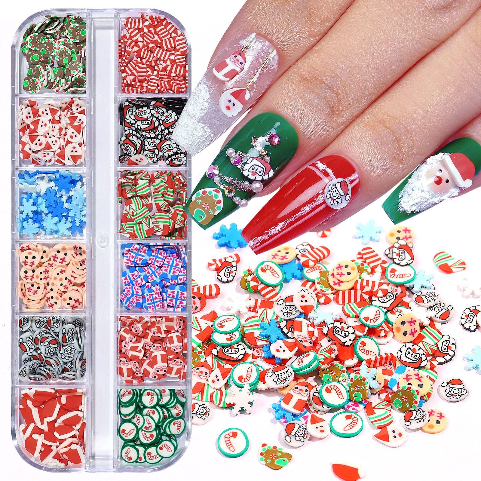 Adorno de uñas del festival de invierno de cerámica blanda navideña