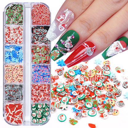 Adorno de uñas del festival de invierno de cerámica blanda navideña