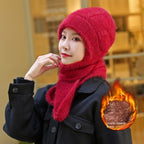 Gorro y bufanda todo en uno para mujer, nuevo estilo de invierno, además de terciopelo y engrosamiento