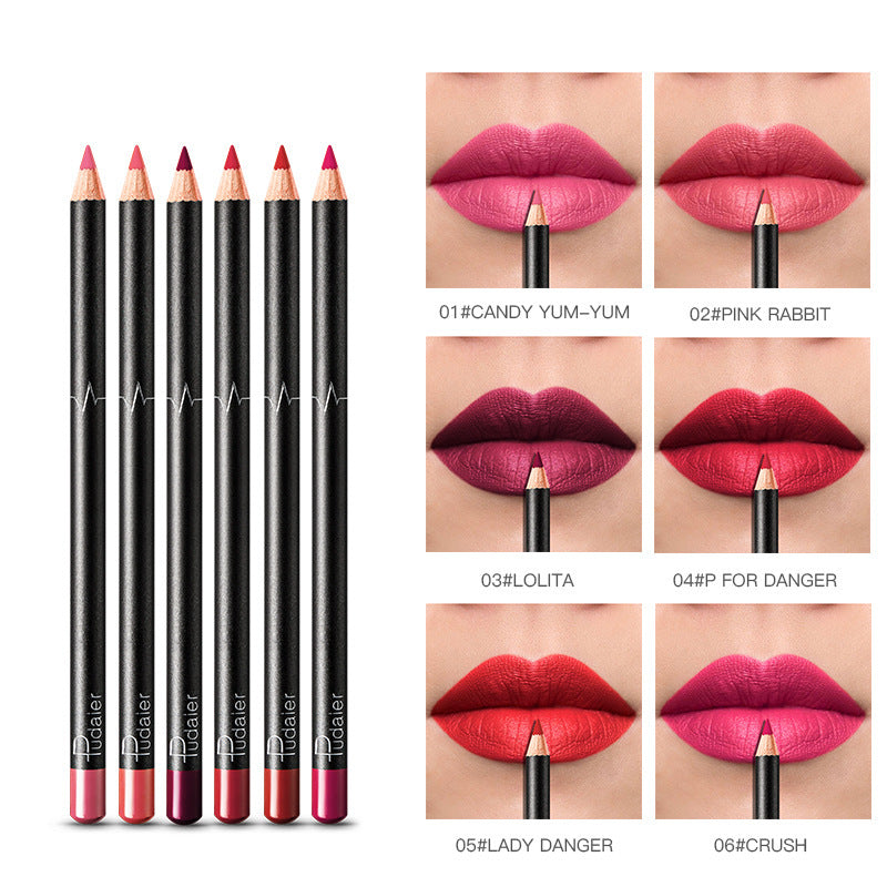 Delineador de labios de 36 colores, resistente al agua, sin manchas, color nude