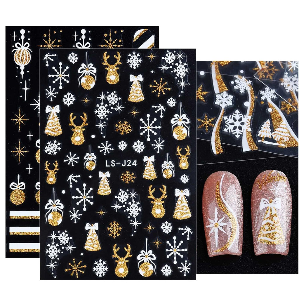 Pegatinas De Uñas Invierno Copo De Nieve Alce Navidad