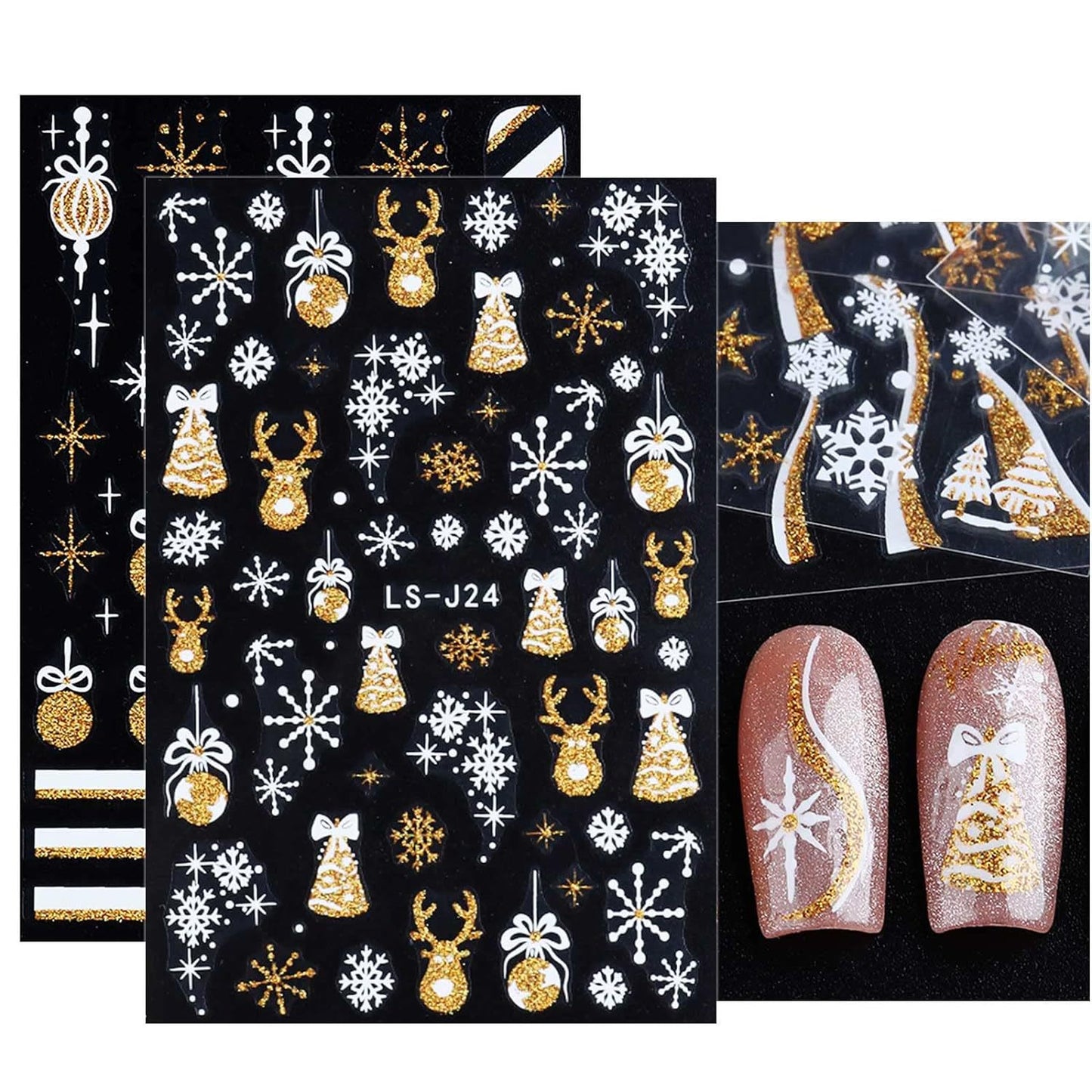 Pegatinas De Uñas Invierno Copo De Nieve Alce Navidad