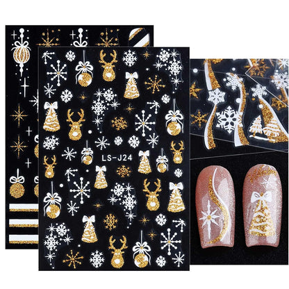 Pegatinas De Uñas Invierno Copo De Nieve Alce Navidad