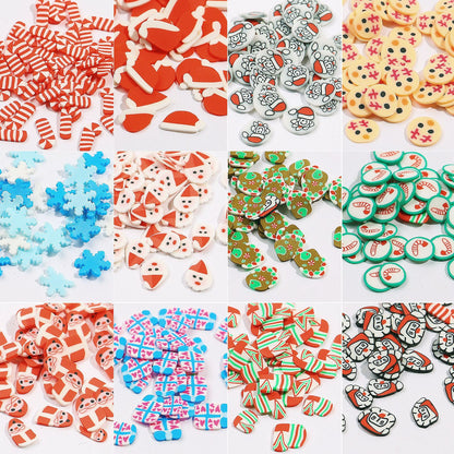 Adorno de uñas del festival de invierno de cerámica blanda navideña
