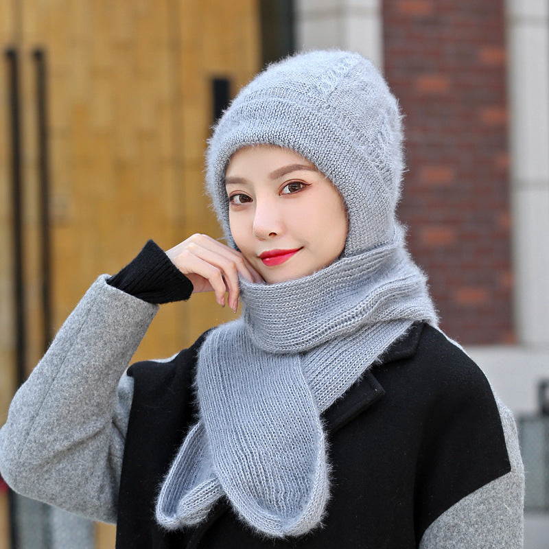 Gorro y bufanda todo en uno para mujer, nuevo estilo de invierno, además de terciopelo y engrosamiento