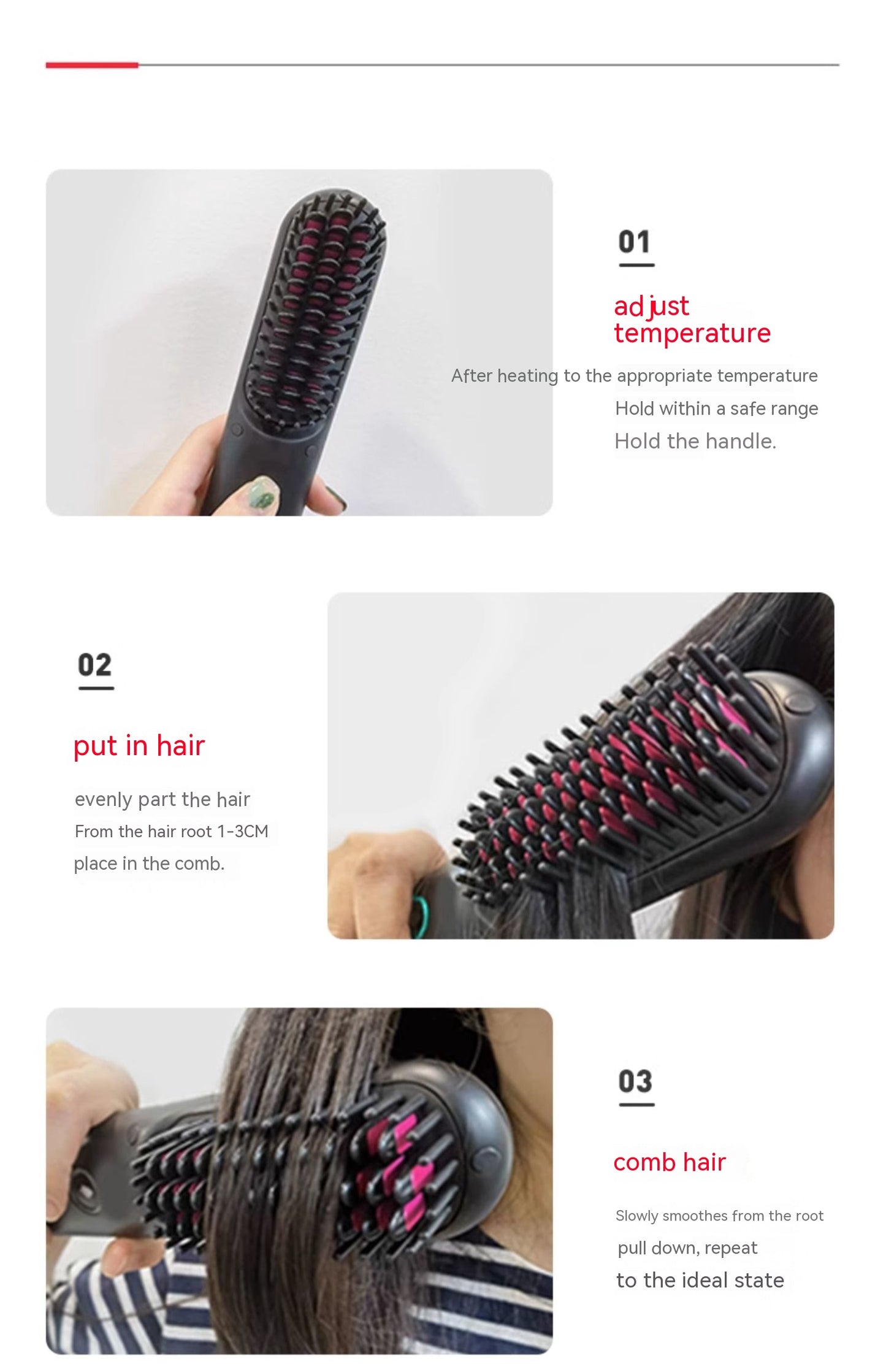 Wireless Portable Straight Hair Comb Negative Ion